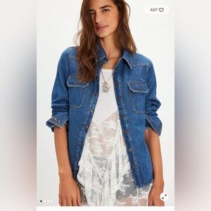 Free People We The Free Blakely Denim Shirt. NWT. Brooke classic rinse wash